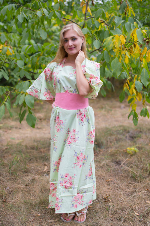 Mint Beauty, Belt and Beyond Style Caftan in Faded Flowers