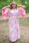 Pink Pretty Princess Style Caftan in Faded Flowers Pattern