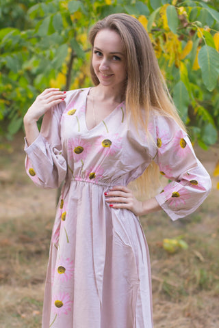 Champagne Shape Me Pretty Style Caftan in Falling Daisies Pattern