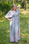 Gray Timeless Style Caftan in Falling Daisies Pattern