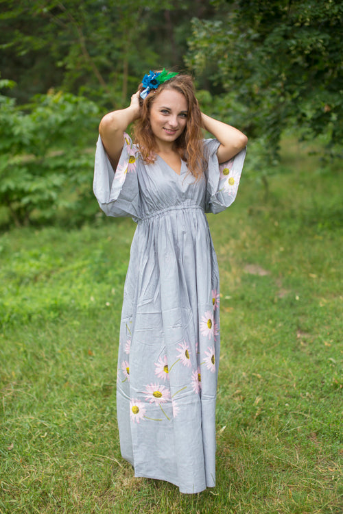 Gray I Wanna Fly Style Caftan in Falling Daisies Pattern