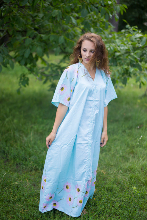 Light Blue Best of both the worlds Style Caftan in Falling Daisies Pattern
