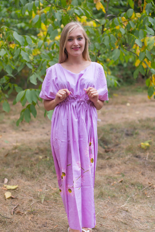 Lilac Cut Out Cute Style Caftan in Falling Daisies Pattern|Lilac Cut Out Cute Style Caftan in Falling Daisies Pattern|Falling Daisies