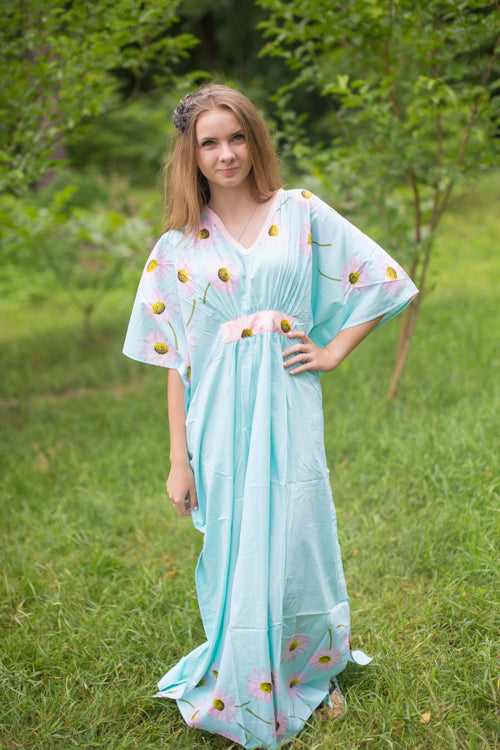 Mint Unfurl Style Caftan in Falling Daisies Pattern