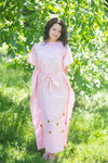 Pink Divinely Simple Style Caftan in Falling Daisies Pattern