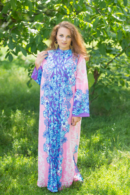 Pink Charming Collars Style Caftan in Falling Leaves Pattern|Pink Charming Collars Style Caftan in Falling Leaves Pattern|Falling Leaves