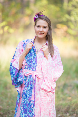 Pink Oriental Delight Style Caftan in Falling Leaves Pattern
