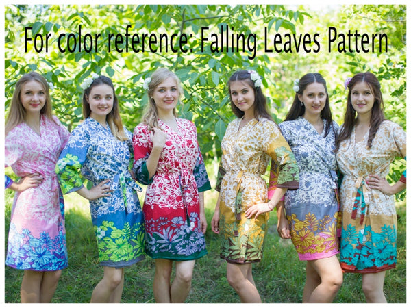 Blue Cool Summer Style Caftan in Falling Leaves Pattern