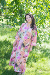 Pink Peach Simply Elegant Style Caftan in Flamingo Watercolor Pattern