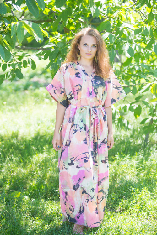 Pink Peach Best of both the worlds Style Caftan in Flamingo Watercolor Pattern
