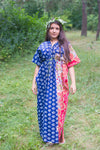 Dark Blue Timeless Style Caftan in Floral Bordered Pattern