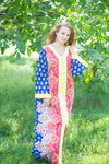 Dark Blue The Glow-within Style Caftan in Floral Bordered Pattern