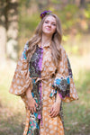 Fawn Oriental Delight Style Caftan in Floral Bordered Pattern