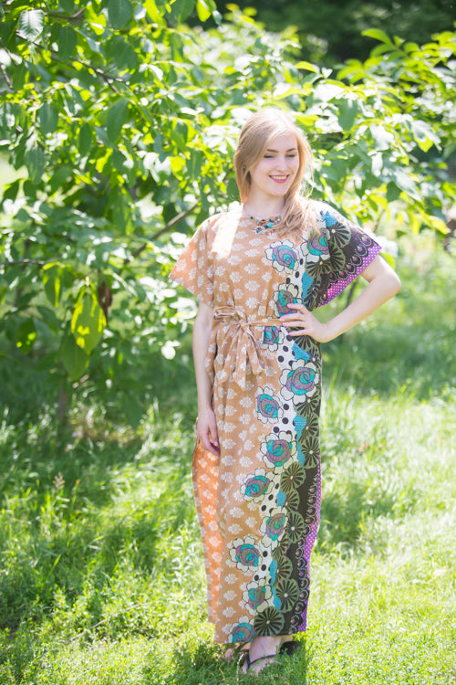 Fawn Divinely Simple Style Caftan in Floral Bordered Pattern