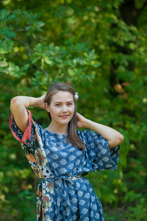 Gray Mademoiselle Style Caftan in Floral Bordered Pattern|Gray Mademoiselle Style Caftan in Floral Bordered Pattern|Floral Bordered