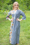 Gray Simply Elegant Style Caftan in Floral Bordered Pattern