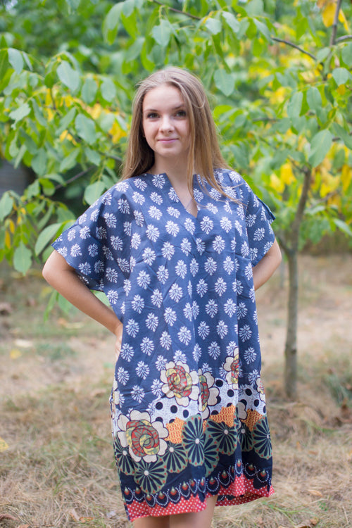 Gray Sunshine Style Caftan in Floral Bordered Pattern