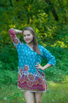 Teal Sun and Sand Style Caftan in Floral Bordered Pattern