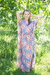 Gray Divinely Simple Style Caftan in Floral Posy Pattern
