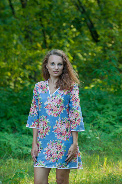 Gray Sun and Sand Style Caftan in Floral Posy Pattern|Gray Sun and Sand Style Caftan in Floral Posy Pattern|Floral Posy