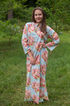 Light Blue Mandarin On My Mind Style Caftan in Floral Posy Pattern