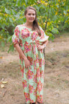 Mint Cut Out Cute Style Caftan in Floral Posy Pattern