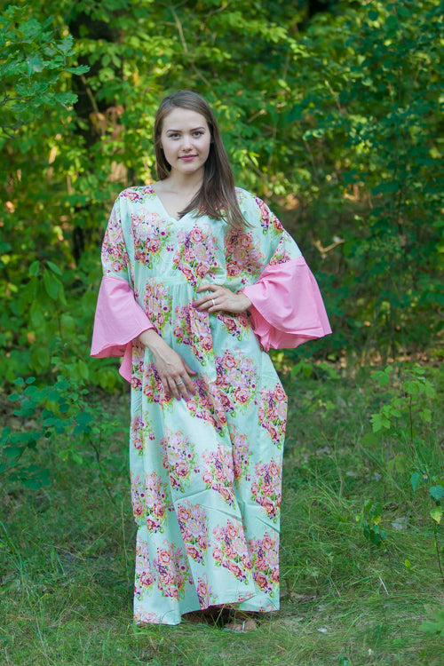 Mint Ballerina Style Caftan in Floral Posy