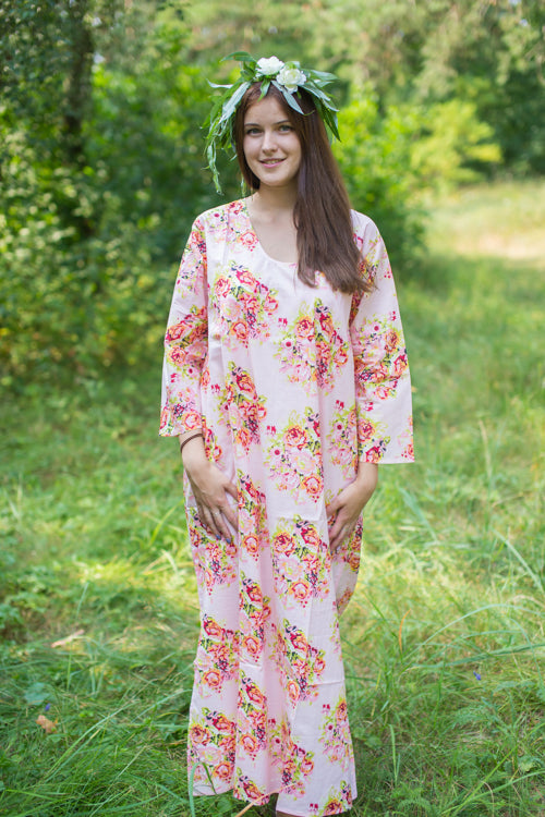 Pink The Unwind Style Caftan in Floral Posy Pattern|Pink The Unwind Style Caftan in Floral Posy Pattern|Floral Posy