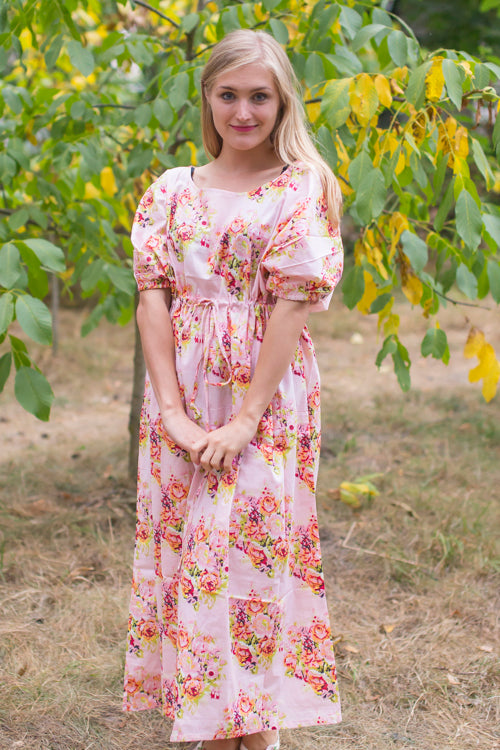 Pink Cut Out Cute Style Caftan in Floral Posy Pattern