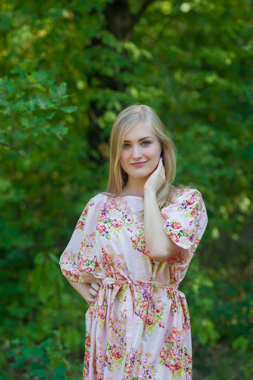 Pink Mademoiselle Style Caftan in Floral Posy Pattern|Pink Mademoiselle Style Caftan in Floral Posy Pattern|Floral Posy