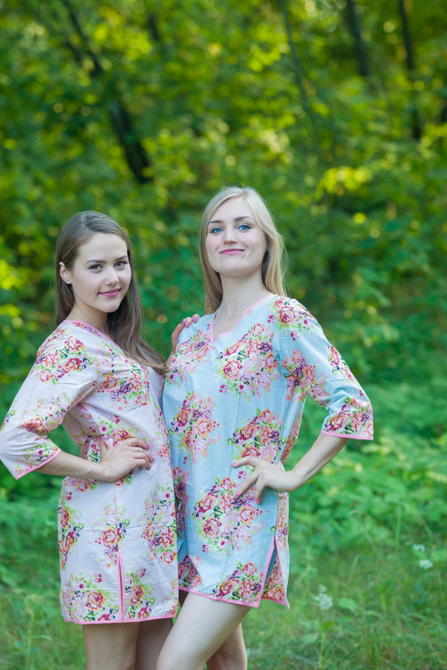 Pink Sun and Sand Style Caftan in Floral Posy Pattern