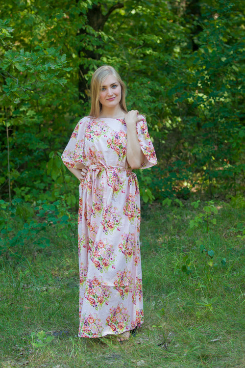 Pink Mademoiselle Style Caftan in Floral Posy Pattern