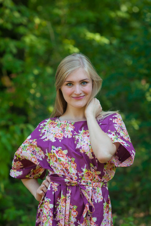 Purple Mademoiselle Style Caftan in Floral Posy Pattern|Purple Mademoiselle Style Caftan in Floral Posy Pattern|Floral Posy