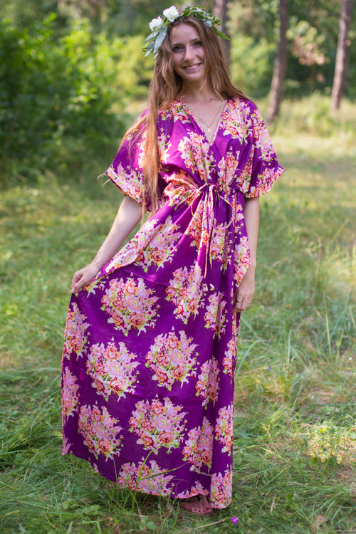 Purple Timeless Style Caftan in Floral Posy Pattern|Purple Timeless Style Caftan in Floral Posy Pattern|Floral Posy