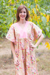 Taupe Flowing River Style Caftan in Floral Posy Pattern