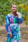 Blue Shape Me Pretty Style Caftan in Floral Watercolor Painting Pattern