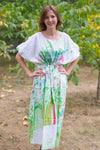Mint Cut Out Cute Style Caftan in Floral Watercolor Painting Pattern
