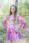 Pink Bella Tunic Style Caftan in Floral Watercolor Painting Pattern