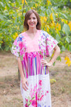 Pink Flowing River Style Caftan in Floral Watercolor Painting Pattern