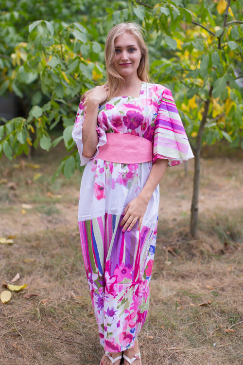 Pink Beauty, Belt and Beyond Style Caftan in Floral Watercolor Painting