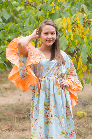 Light Blue Pretty Princess Style Caftan in Flower Rain Pattern