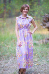 Lilac Cool Summer Style Caftan in Flower Rain Pattern