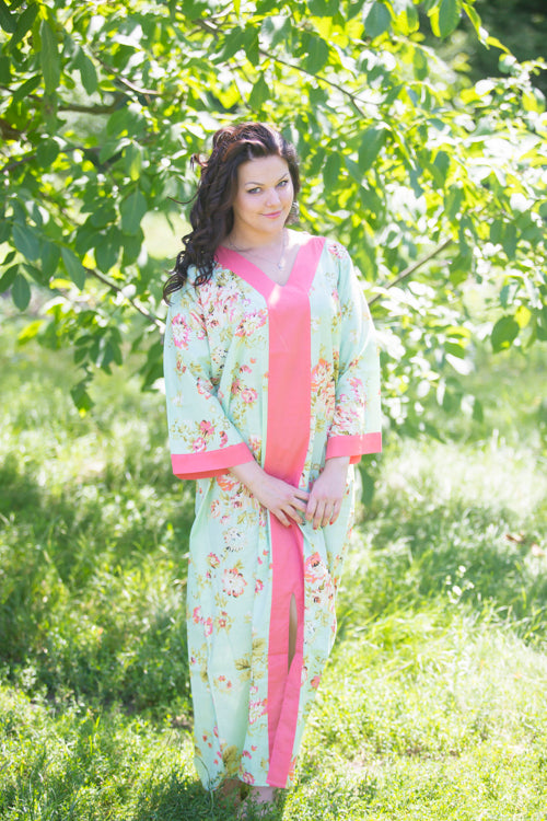 Mint The Glow-within Style Caftan in Flower Rain Pattern|Mint The Glow-within Style Caftan in Flower Rain Pattern|FlowerRain