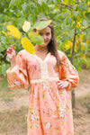 Peach My Peasant Dress Style Caftan in Flower Rain Pattern