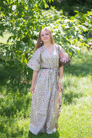 Dark Brown Best of both the worlds Style Caftan in Fun Leopard Pattern
