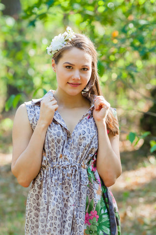 Light Brown Cool Summer Style Caftan in Fun Leopard Pattern