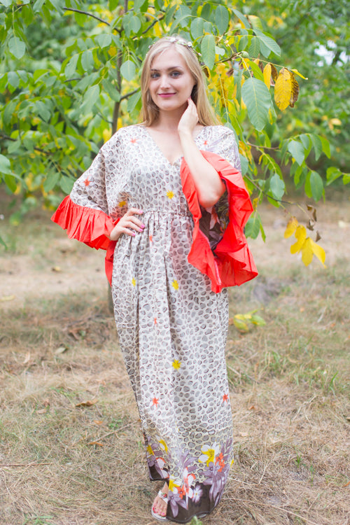 Light Brown Pretty Princess Style Caftan in Fun Leopard Pattern