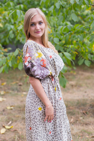 Light Brown Cut Out Cute Style Caftan in Fun Leopard Pattern