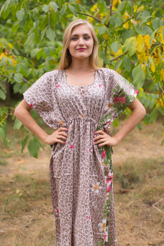 Light Brown Side Strings Sweet Style Caftan in Fun Leopard Pattern