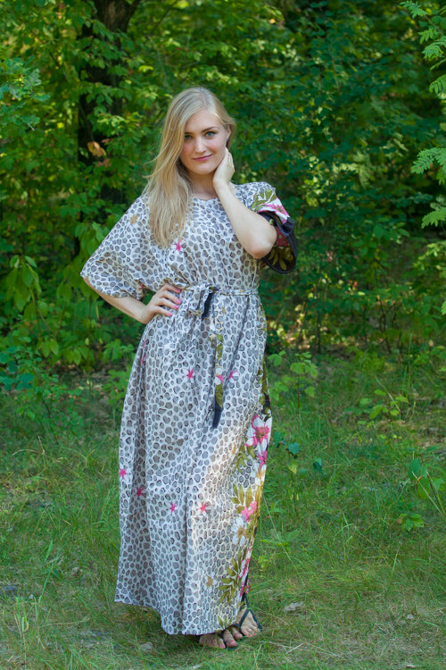 Light Brown Mademoiselle Style Caftan in Fun Leopard Pattern